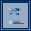The logo of ESPRM2024 and, below, the one of ESPRM, on a transparent white square. In the back, a dark blue background with a thin grey frame.