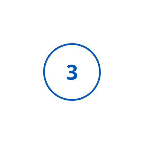 A number "three" with a blue circle around