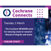 Cochrane Connects event poster with dates, on violet color tones
