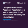 A centered breif text about the Guidance note for in-country advocates with above the logos of USAID and ReLAB-HS. All is set on a dark violet background.