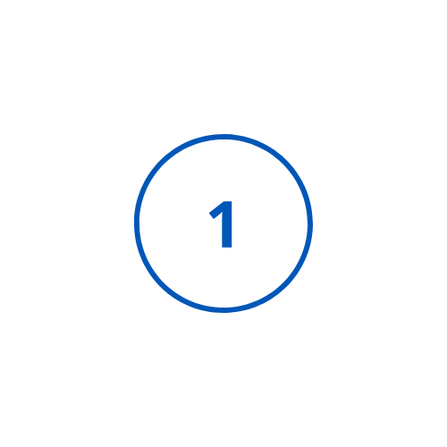 A number "one" with a blue circle around