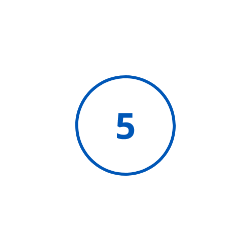 A number "five" with a blue circle around