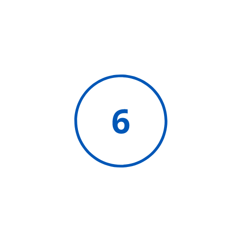 A number "six" with a blue circle around