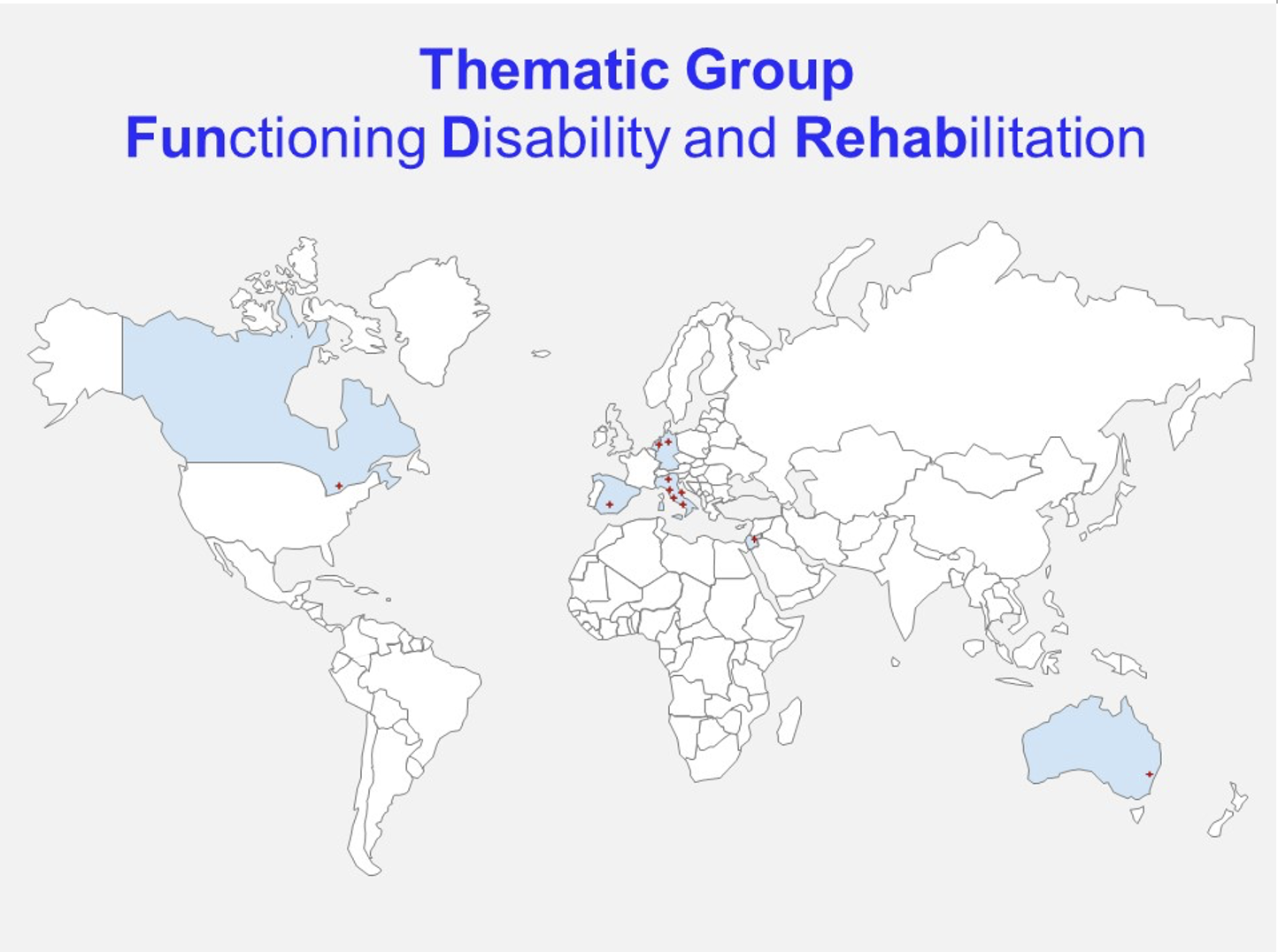 Map of Cochrane Rehabilitation proposed Thematic Group